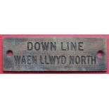 Railwayana - A brass signal box shelfplate "DOWN LINE WAEN LLWYD NORTH", 12 x 3.