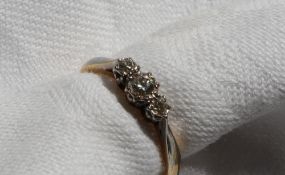 A three stone diamond ring,