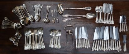 An extensive electroplated part flatware service,