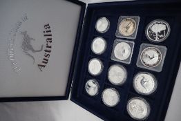 A set of twelve silver coins, The official coins of Australia,