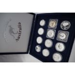 A set of twelve silver coins, The official coins of Australia,