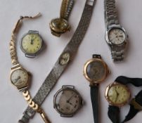 Three 9ct yellow gold Lady's wristwatches,