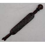 A North African Tuareg tent stake, with Geometric chip carving,