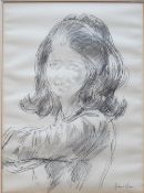 Andrew Vicari Portrait of a young lady Pencil Sketch Signed 48 x 35.