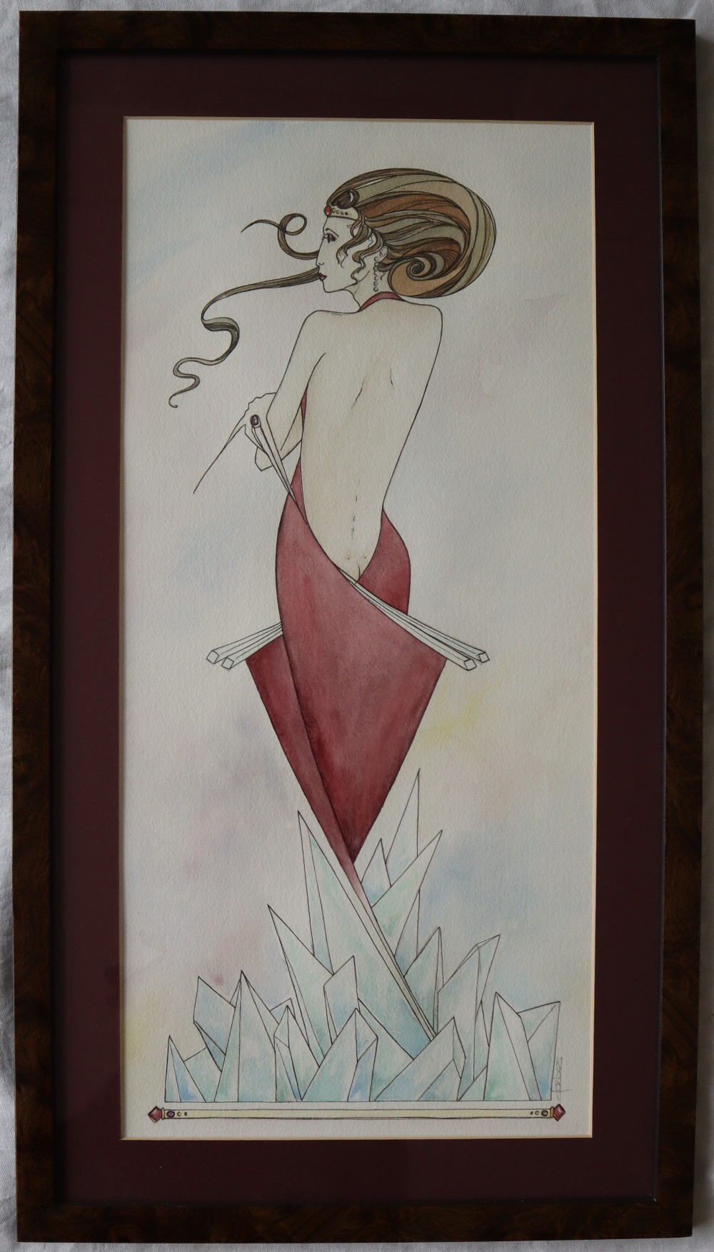 Forbes Portrait of an ice queen Watercolour Signed 54 x 25cm - Image 2 of 6