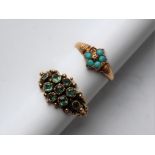 A 15ct yellow gold turquoise set dress ring, size J, approximately 1.