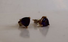 A pair of amethyst earrings,