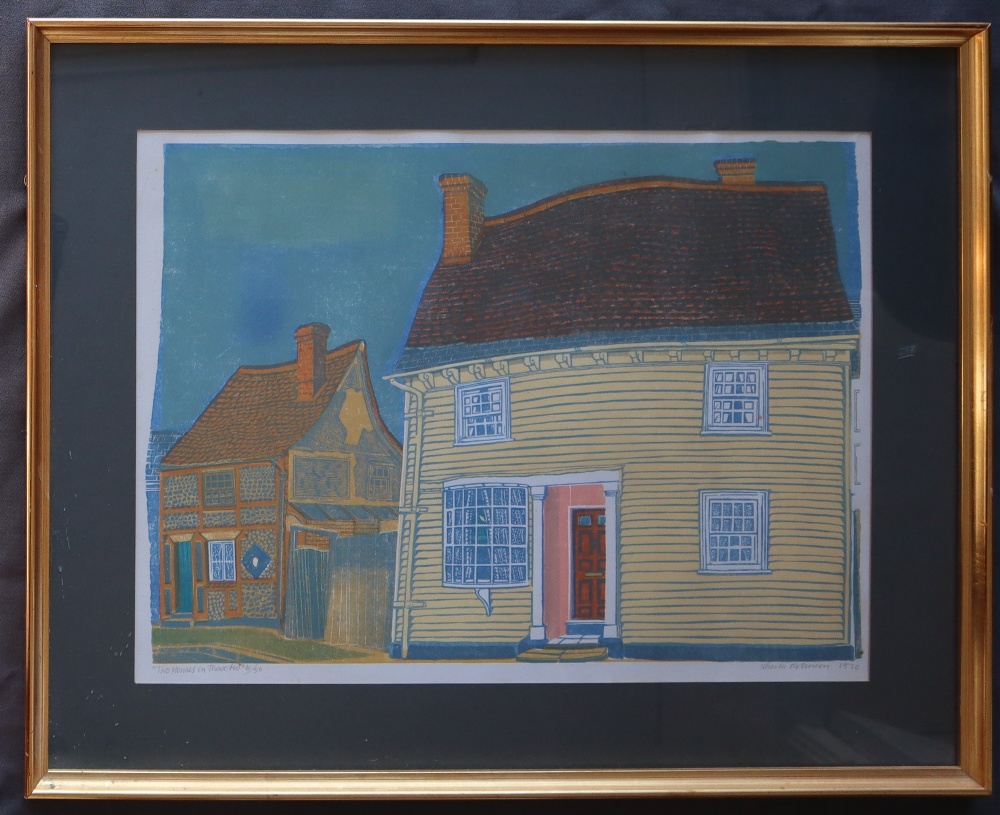 Sheila Robinson Two Houses in Thaxted Lithograph Signed in pencil to the margin and dated 1970 35 x - Image 2 of 8