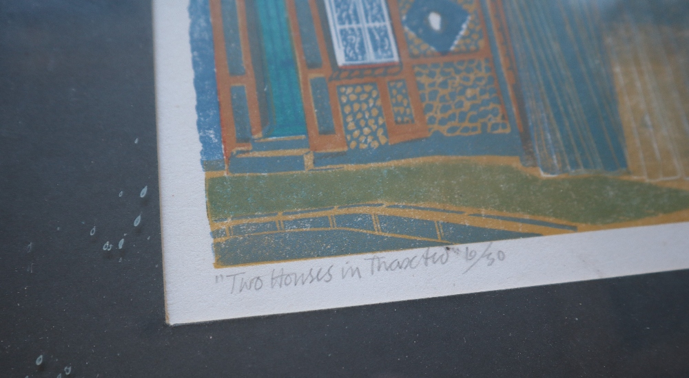 Sheila Robinson Two Houses in Thaxted Lithograph Signed in pencil to the margin and dated 1970 35 x - Image 4 of 8