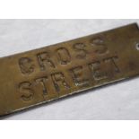 Railwayana - A brass signal box shelfplate "CROSS STREET", 12 x 3.