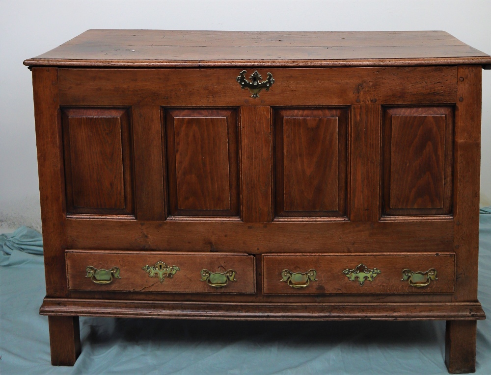 An 18th century oak coffer, - Image 2 of 11