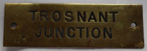 Railwayana - A brass signal box shelfplate "TROSNANT JUNCTION", 12 x 3.
