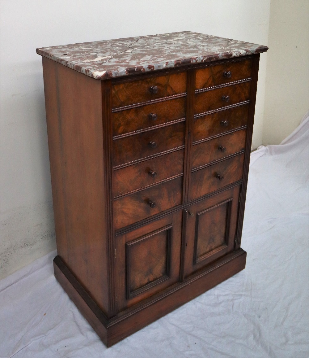 A Victorian marble topped walnut side cabinet, - Image 2 of 8