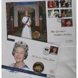 The Queen's Golden Jubilee Great Britain Gold Sovereign Commemorative Coin Cover, edition limit 1,