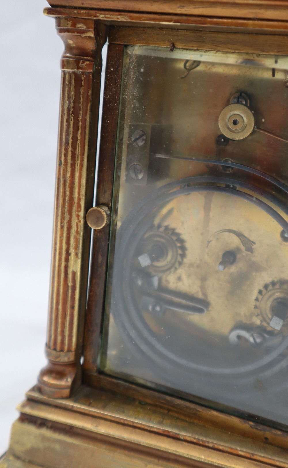 A 20th century brass cased carriage clock, the case with four Ionic columns, - Image 6 of 11