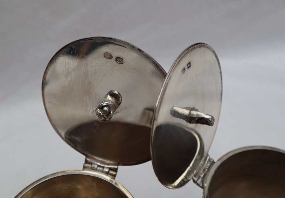 A George V silver four piece set comprising a pair of chocolate pots, - Image 9 of 15