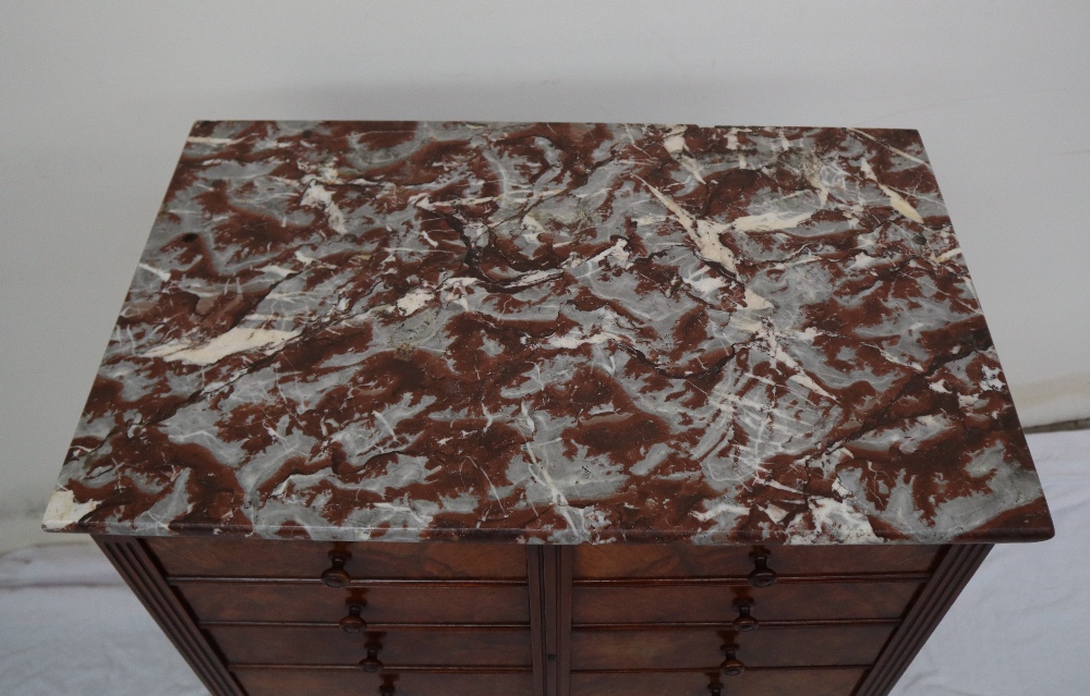 A Victorian marble topped walnut side cabinet, - Image 4 of 8