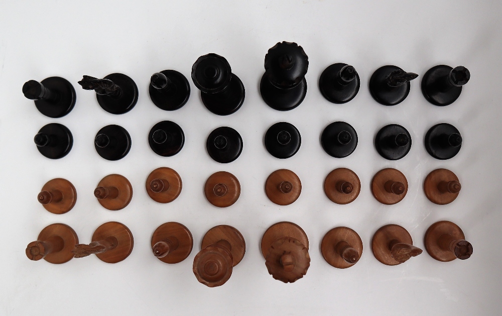 A turned treen chess set, with a ring turned and ball column, - Image 2 of 2