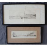 William Lionel Wyllie Whitby from the west An etching Signed in pencil to the margin 11 x 33cm