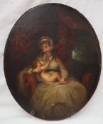 19th century British School A nursing mother in an interior scene Oil on canvas 41 x 33.