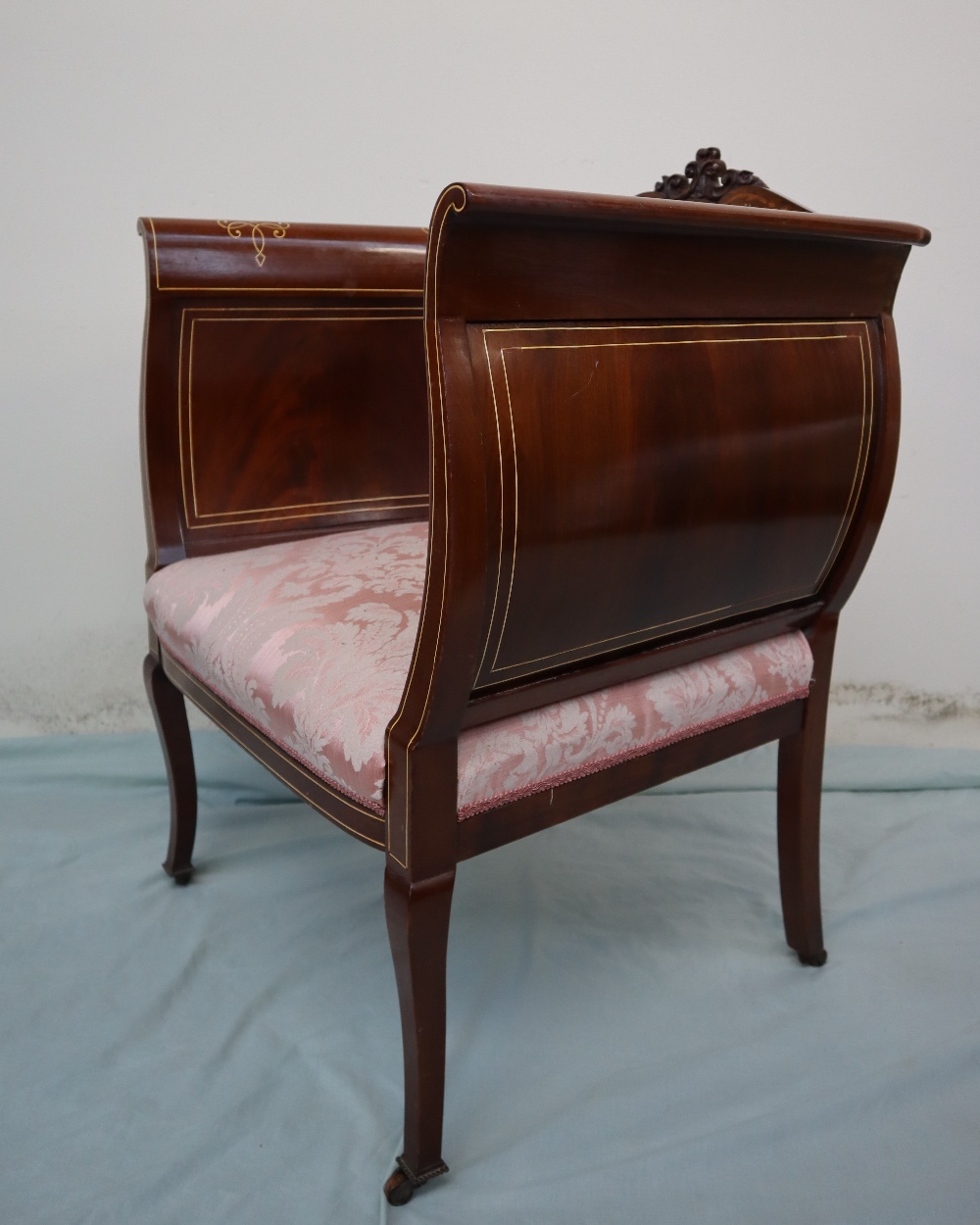 An Edwardian mahogany elbow chair, with a carved, - Image 8 of 13