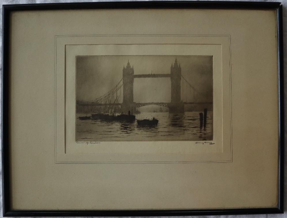 Edgar James Maybery Tower Bridge An etching Signed in pencil to the margin and titled Tower of - Image 2 of 5