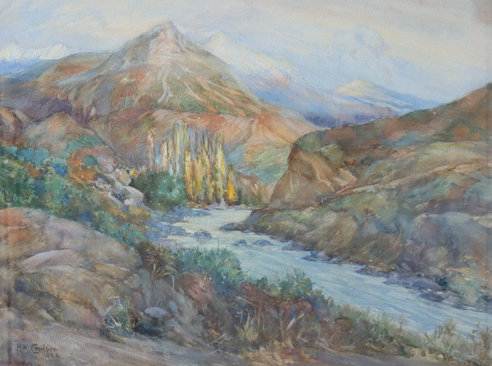 H M Coulson In the Chilean Andes Watercolour Signed and dated 1926 Inscribed verso 44 x 59. - Image 2 of 6