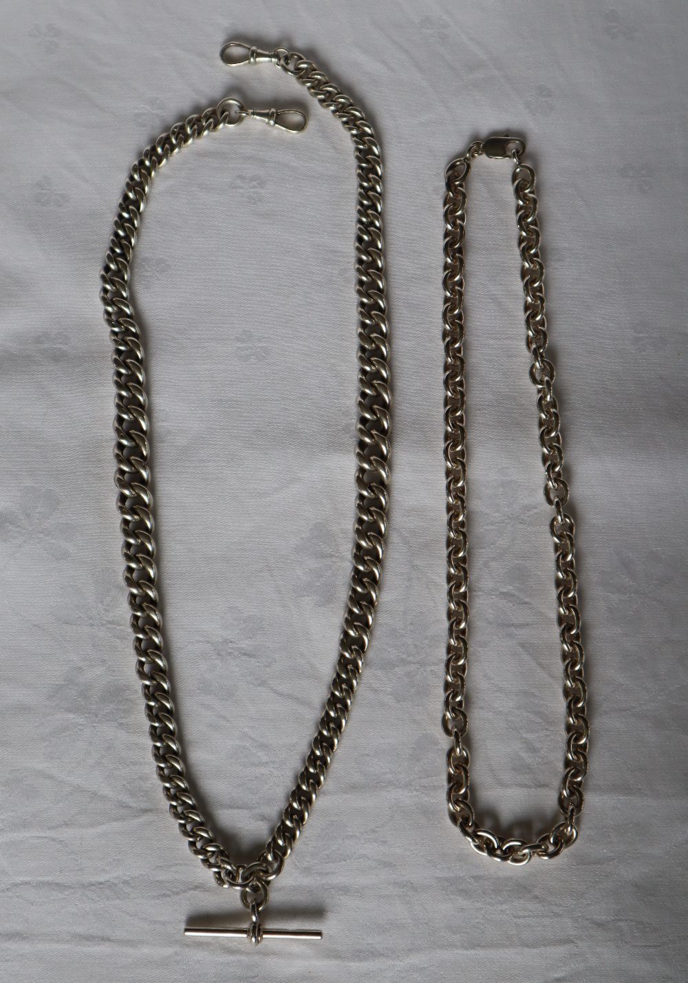 A silver Albert watch chain together with a silver necklace, - Image 2 of 2