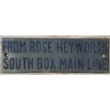 Railwayana - A brass signal box shelfplate "FROM ROSE HEYWORTH SOUTH BOX MAIN LINE", 12 x 3.