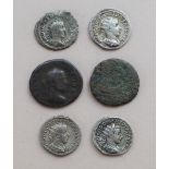 A collection of Roman coins including Antoninianus etc