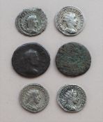 A collection of Roman coins including Antoninianus etc