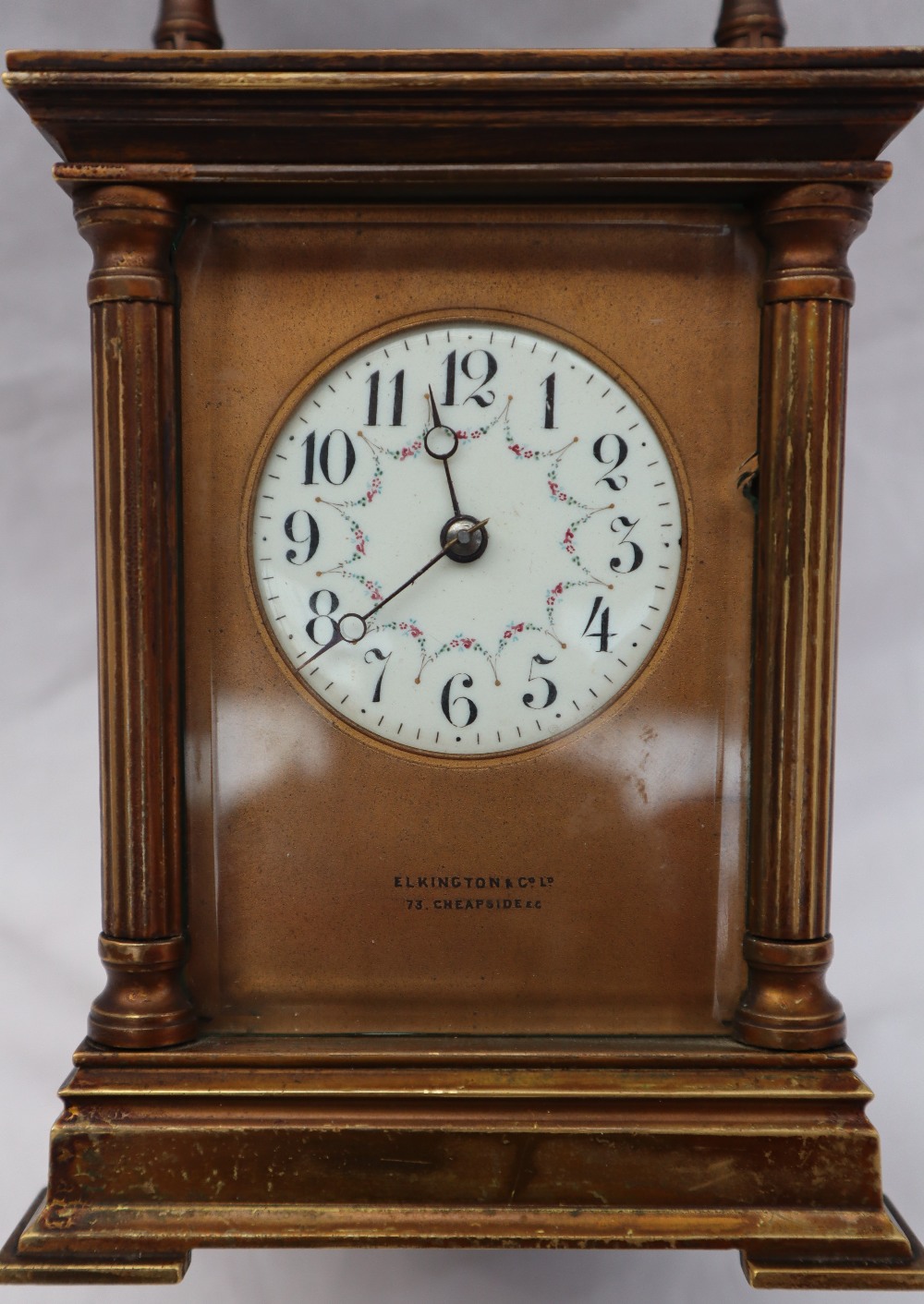 A 20th century brass cased carriage clock, the case with four Ionic columns, - Image 2 of 11