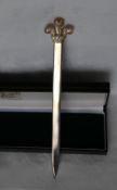 A silver paper knife with Prince of Wales feathers terminal, 17.