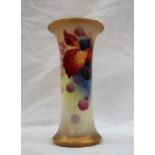 A Royal Worcester porcelain flared vase, painted with blackberries and leaves, signed K Blake,