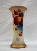 A Royal Worcester porcelain flared vase, painted with blackberries and leaves, signed K Blake,