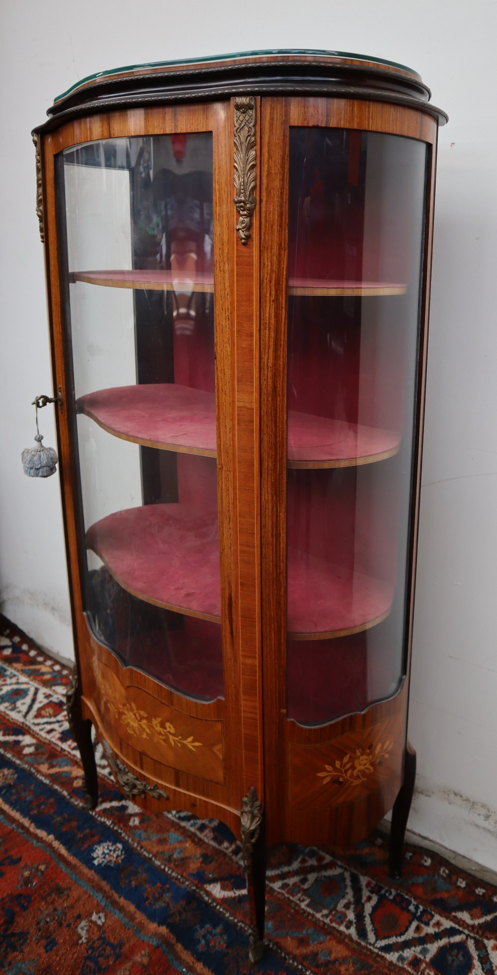 A continental kingwood vitrine, the oval shaped top above a glazed door and glazed sides, - Image 3 of 9