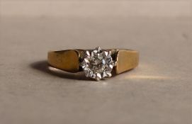 A solitaire diamond ring, the round brilliant cut diamond approximately 0.