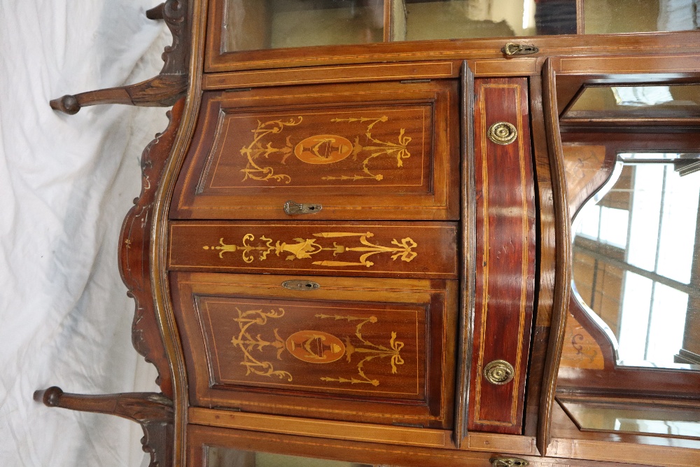 An Edwardian mahogany chiffonier, with a shaped back and three mirrors with shelves, - Image 3 of 6