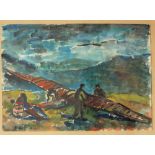 Harry Weinberger A glider in a mountainous landscape Watercolour 24.5 x 34.