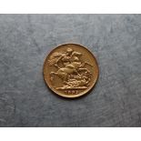 A Victorian gold sovereign dated 1895