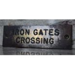 Railwayana - A brass signal box shelfplate "IRON GATES CROSSING", 12 x 3.