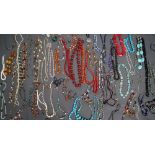 A collection of hardstone and paste set necklaces and other costume jewellery