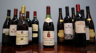 A bottle of Domaine de la Chartreuse Cote du Rhone 1987 together with assorted bottles of red,