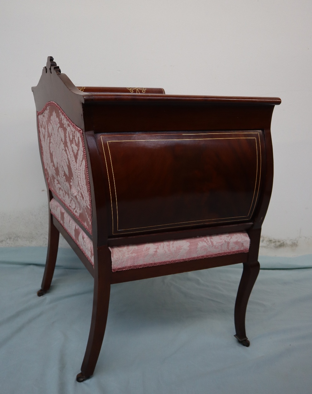 An Edwardian mahogany elbow chair, with a carved, - Image 12 of 13