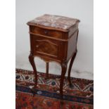 A French marble topped side cabinet,