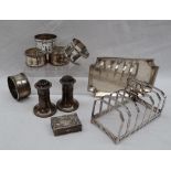 A George V silver six division toast rack, Sheffield, 1928, Mappin & Webb,