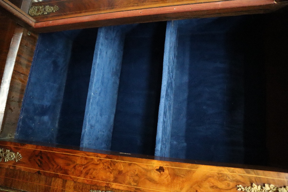 A Victorian walnut credenza the breakfront top with ebonised edge above a central cupboard and two - Image 14 of 16