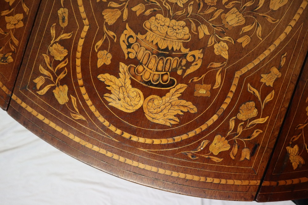 A 19th century continental inlaid Pembroke table, decorated with vases of flowers, - Image 3 of 10