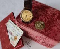 A Gentleman's Omega De Ville wristwatch, with a gilt dial,