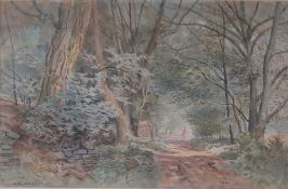 Arthur Miles Spring at Gwaelod-y-Garth Watercolour Signed and label verso 32 x 49.